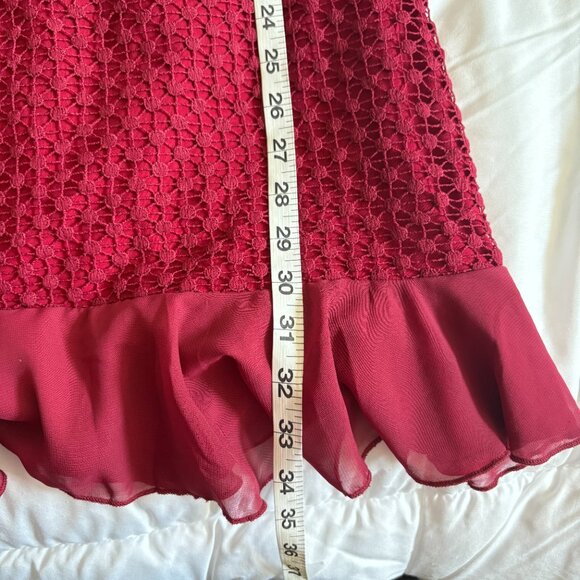 TWO SISTERS THE LABEL Women’s Size 4 Red/Wine Dress Crochet Lace Party Cocktail - Picture 7 of 7